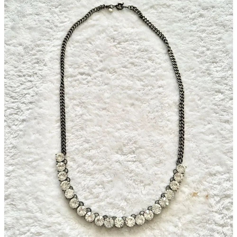 Y2K vintage Gorgeous long chain link cubic zirconia round cut J.Crew necklace ￼